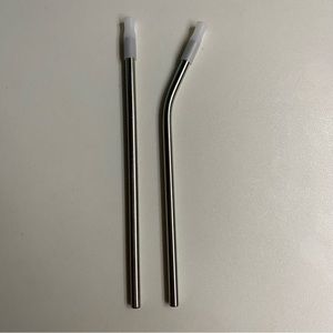 Set of 2 Stainless Steel Straws with Rubber Covers